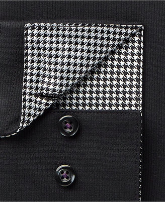 Michelsons of London Men's Slim-Fit Black Textured Dress Shirt