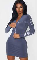 Thumbnail for your product : PrettyLittleThing Shape Charcoal Zip Detail Bodycon Dress