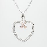 Thumbnail for your product : Sterling silver pink breast cancer awareness ribbon heart pendant