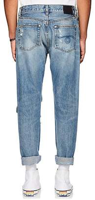 R 13 Men's Sid Distressed Straight Jeans - Blue Size 32