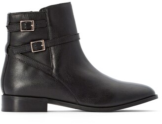 La Redoute Collections Leather Ankle Boots with Double Strap