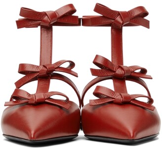 Valentino Garavani Red French Bow Cage Slippers
