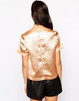 Thumbnail for your product : Fashion Union Structured Top In Metallic Texture