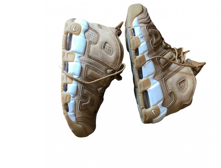 More Uptempo Camel Leather Trainers 