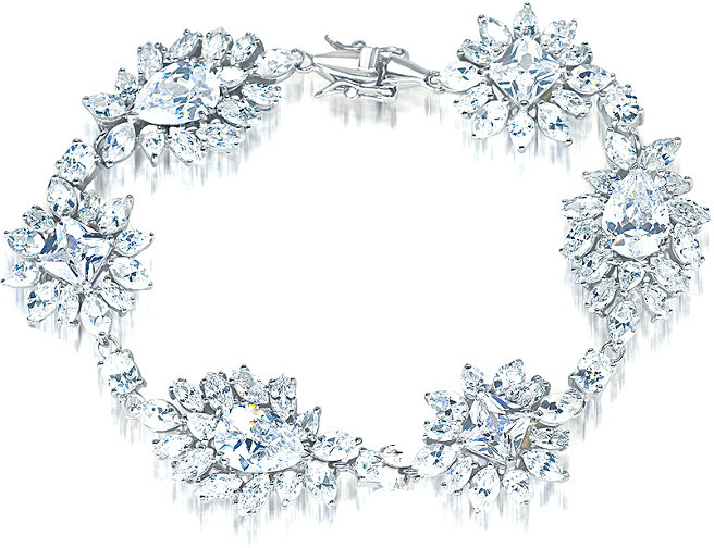 Genevive Silver Cz Flower Bracelet