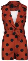 Thumbnail for your product : boohoo Polka Dot Belted Collared Playsuit