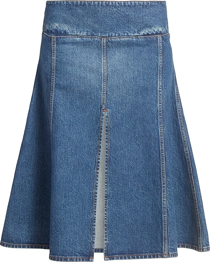 Alaia Women's Slit Denim Midi-Skirt - Bleu Delave - Size 2