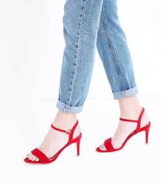 New Look Red Suedette Woven Strap Stiletto Heels