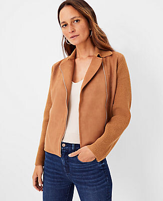petite faux suede jacket
