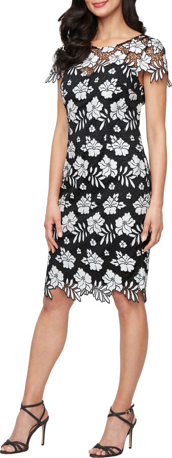 Alex Evenings Embroidered Lace Cocktail Dress
