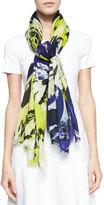Thumbnail for your product : Kenzo Mountains Print Wool Scarf, 700 Yellow