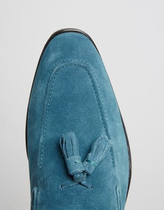 ASOS Loafers in Blue Suede With Tassel