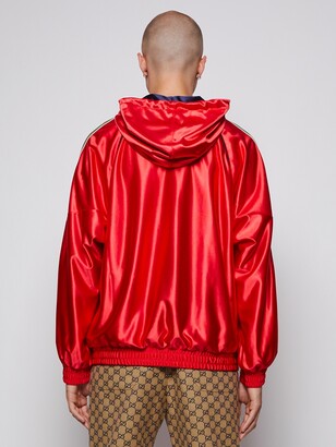 Gucci Shiny Jersey Hooded Sweatshirt With Web Live Red - ShopStyle