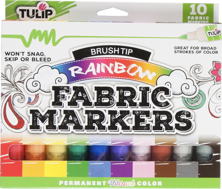 Tulip Fabric Markers Brush Tip 10 Pack Rainbow
