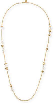 Tory Burch Capped Crystal Pearly Chain Necklace