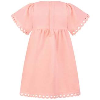Chloé ChloeBaby Girls Pink Dress With Broderie Anglaise Trims