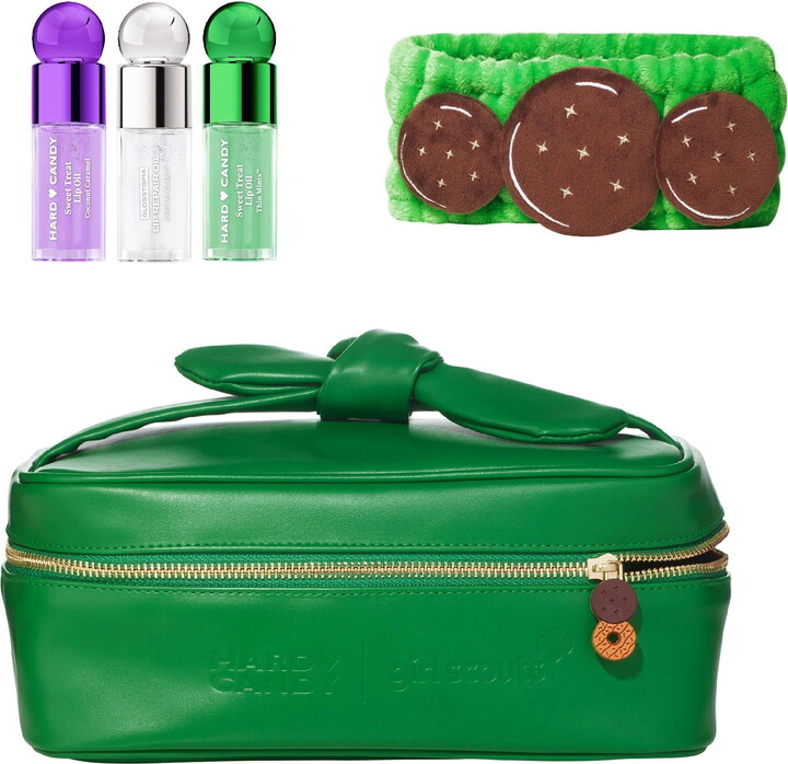 Hard Candy x Girl Scouts Thin Mint Essential Kit, Makeup Bag, Travel Kit, Lip Oil, Headband, 5 pieces