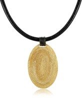 Thumbnail for your product : Stefano Patriarchi Golden Silver Etched Oval Pendant w/Leather Lace