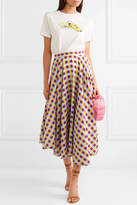 Thumbnail for your product : Riviera LHD French Gingham Silk Crepe De Chine Midi Skirt - Blue