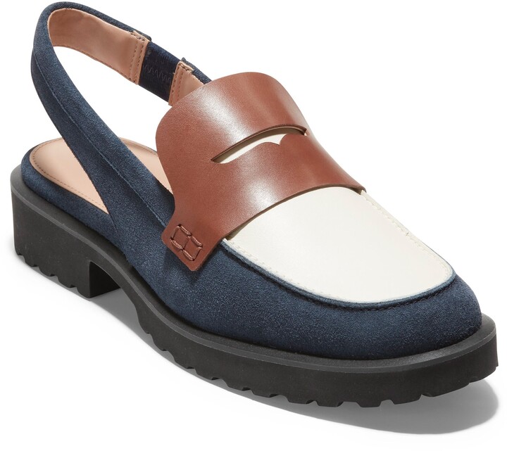 Leather Collection F1R0330 Ladies Navy Leather Slip On Mules R34B Kett 