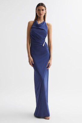 Blue Halter Neck Dress | ShopStyle