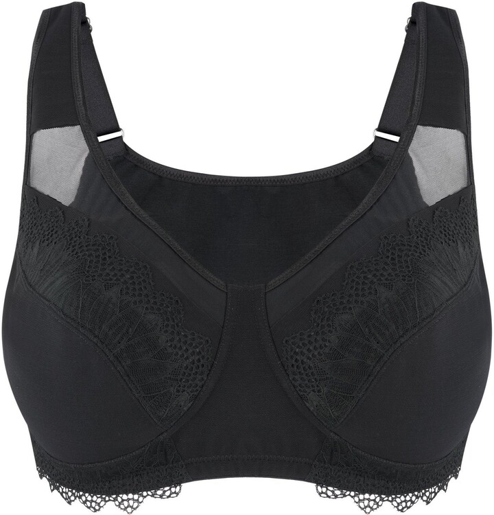 Juliemay Lingerie Claret Silk Back Support Cotton Sports Bra Black