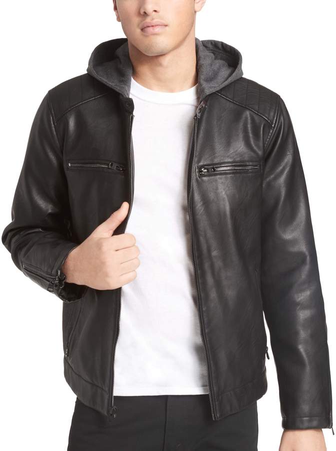Levi's Levis Men's Faux-Leather Hooded Racer Jacket - ShopStyle