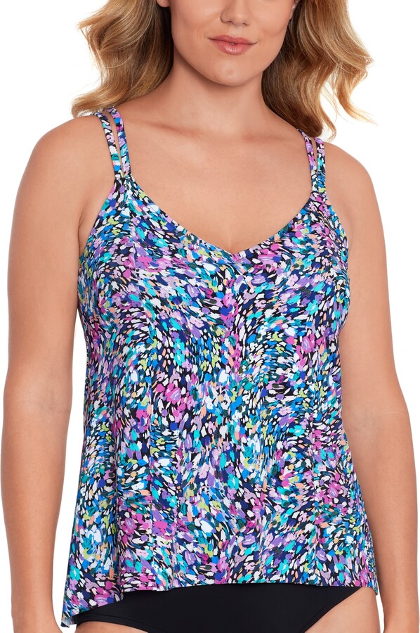 Swim Solutions Women's PrincessSeam HiLow Tankini Top, Created For Macy's Women's Swimsuit