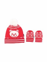Thumbnail for your product : MOSCHINO BAMBINO Knitted Teddy Hat And Glove Set
