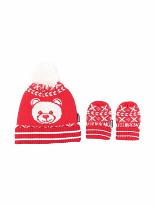 MOSCHINO BAMBINO Knitted Teddy Hat And Glove Set