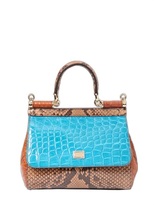 Thumbnail for your product : Dolce & Gabbana Small Sicily Reptile Patchwork Bag