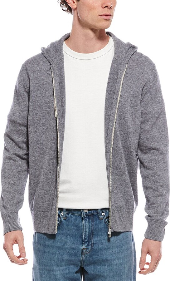 Amicale Cashmere Two-Tone Plaited Rib Cashmere 1/4-Zip Sweater