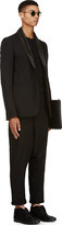 Thumbnail for your product : Rick Owens Black Kangaroo Leather-Trimmed Blazer