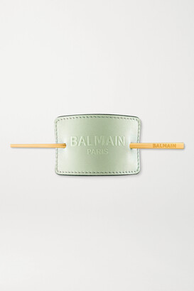 Balmain Paris Hair Couture Gold-plated And Embossed Leather Hair Pin - Mint  - ShopStyle