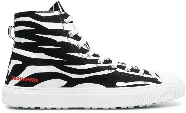 DSQUARED2 Zebra Print High-Top Sneakers - ShopStyle