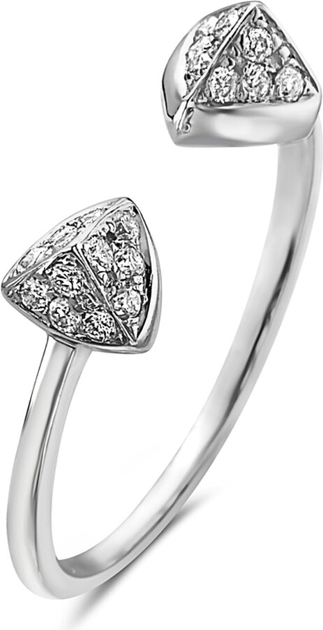 Artisan 18K White Gold Pyramid Bypass Diamond Ring