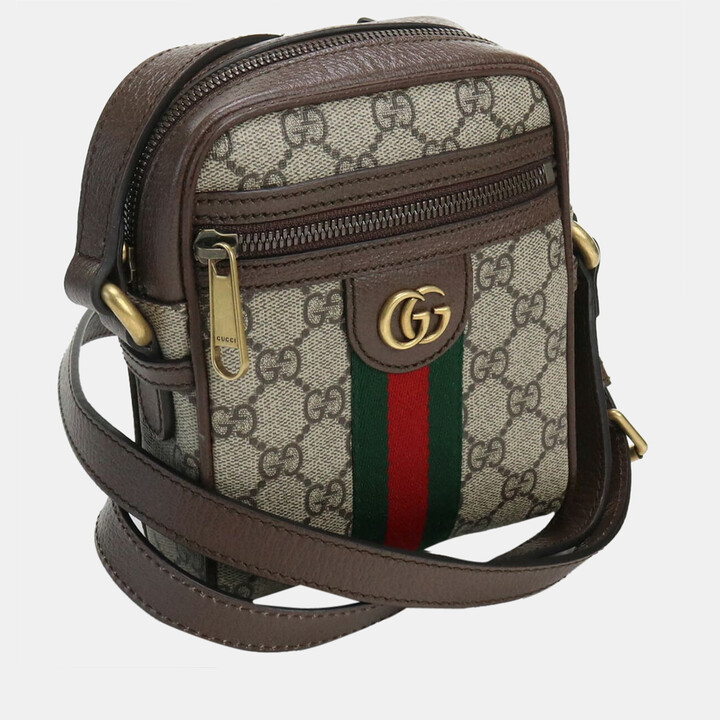 Gucci Beige Ophidia Pouch In 8745 B.eb/n.acero/vr