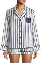 Thumbnail for your product : Kate Spade Striped Short Pajama Set With Cat Face