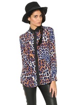 Thumbnail for your product : Space Style Concept Leopard Print Silk Crepe De Chine Shirt