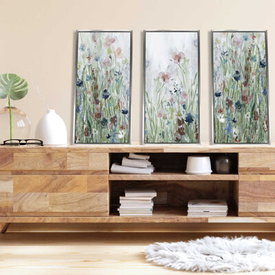 Picture Perfect International Wildflower Fields by Carol Robinson - 3 Piece Floater Frame Print on Canvas
