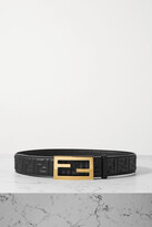 Thumbnail for your product : Fendi Embossed Leather Belt - Black