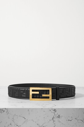 Fendi Embossed Leather Belt - Black