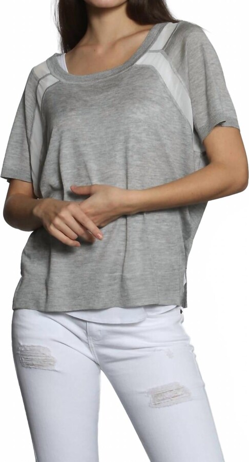 LABEL+thread Women's Sheer Trim Scoop Top In Grey