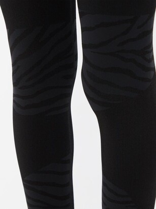 adidas by Stella McCartney Zebra-stripe Jersey Leggings - Black