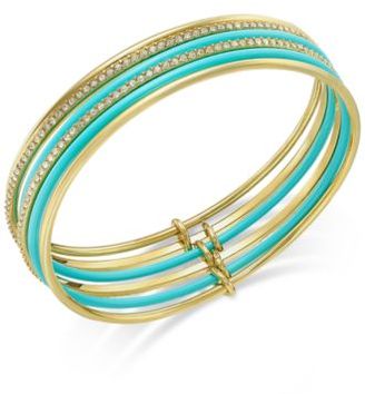Kate Spade Gold-Tone Blue Enamel Stacked Bangle Bracelets