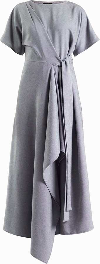 Meem Label Black / Grey Baxter Light Grey Wrap Dress