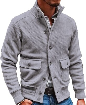 Men Cardigan Sweater Autumn Winter Warm V-Neck Button Sweater