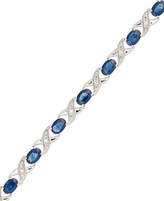 Thumbnail for your product : Macy's 10k White Gold Bracelet, Sapphire (5 ct. t.w.) and Diamond Accent XO Link Bracelet