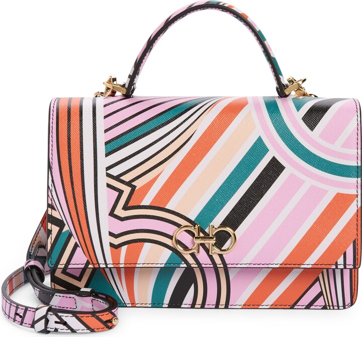 Ferragamo Mini The Gancini Print Leather Top Handle Bag ShopStyle