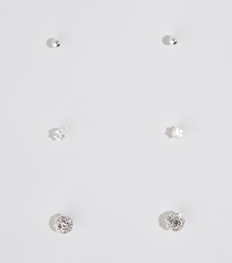 New Look 3 Pack Diamanté Stud Earrings